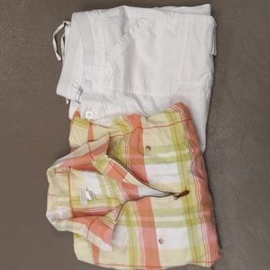 Christopher&Banks ZipUp, 2 Pocket Shirt and White Capris W/ Front&Side Pockets